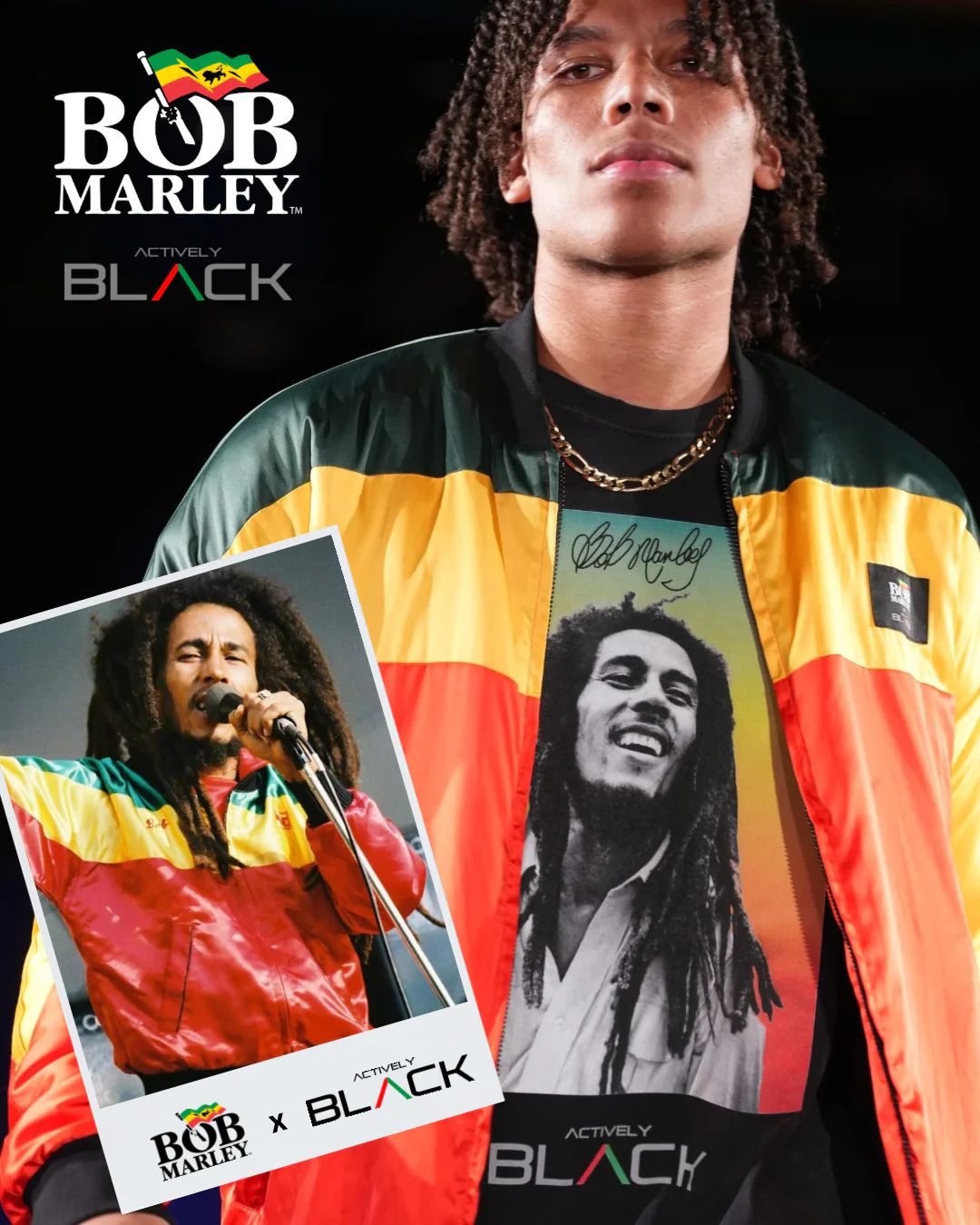 Bob Marley x Actively Black Bomber Jacket - Image 4