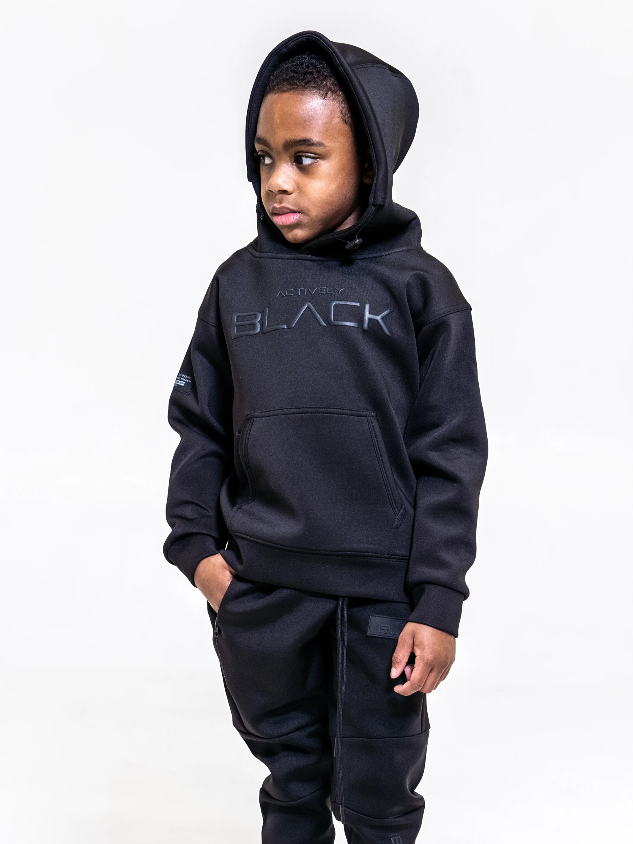 Kids Actively Black Performance Tech Hoodie - Image 4