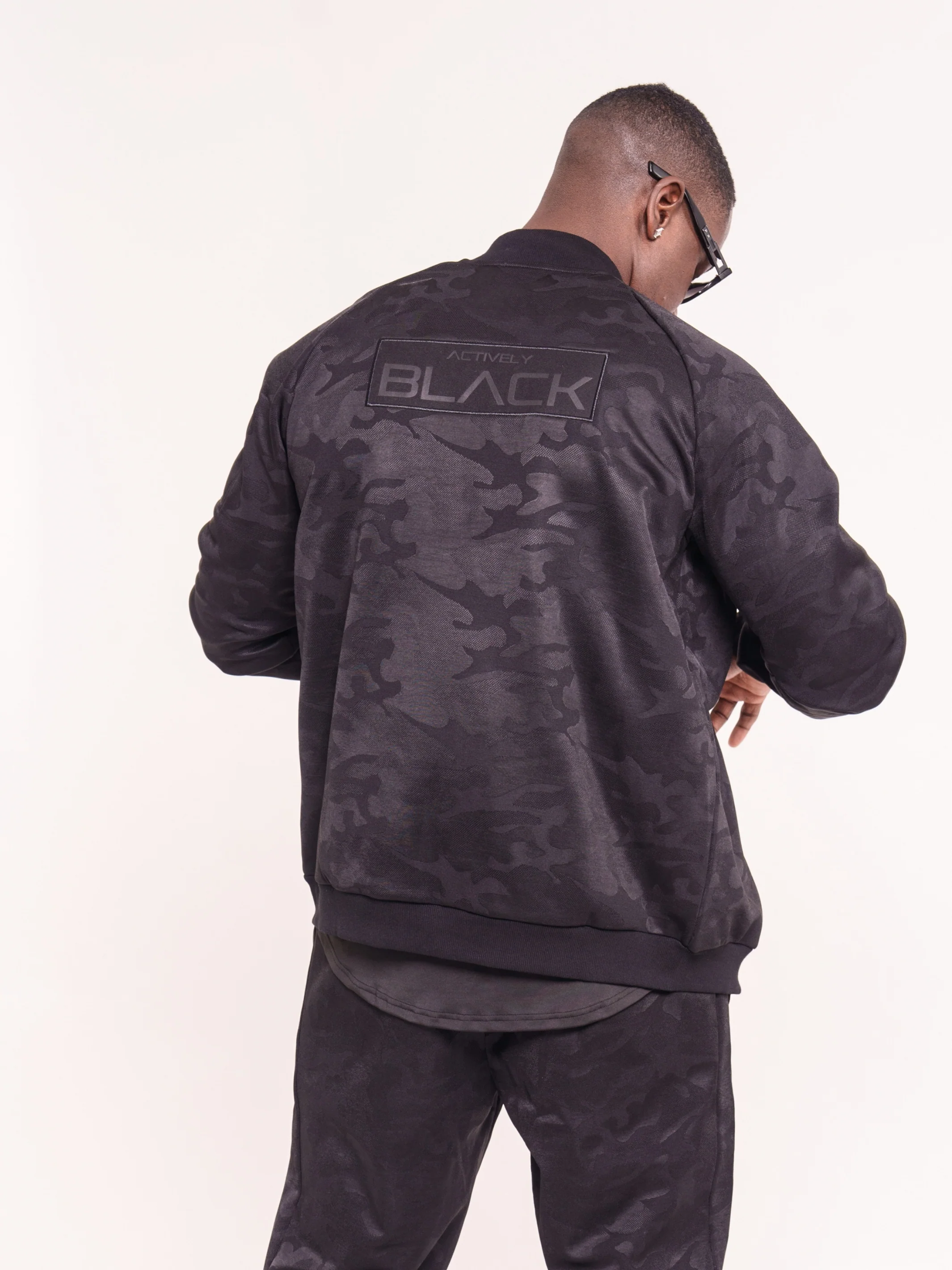 Men's Black Camo Luxe Bomber - Image 3
