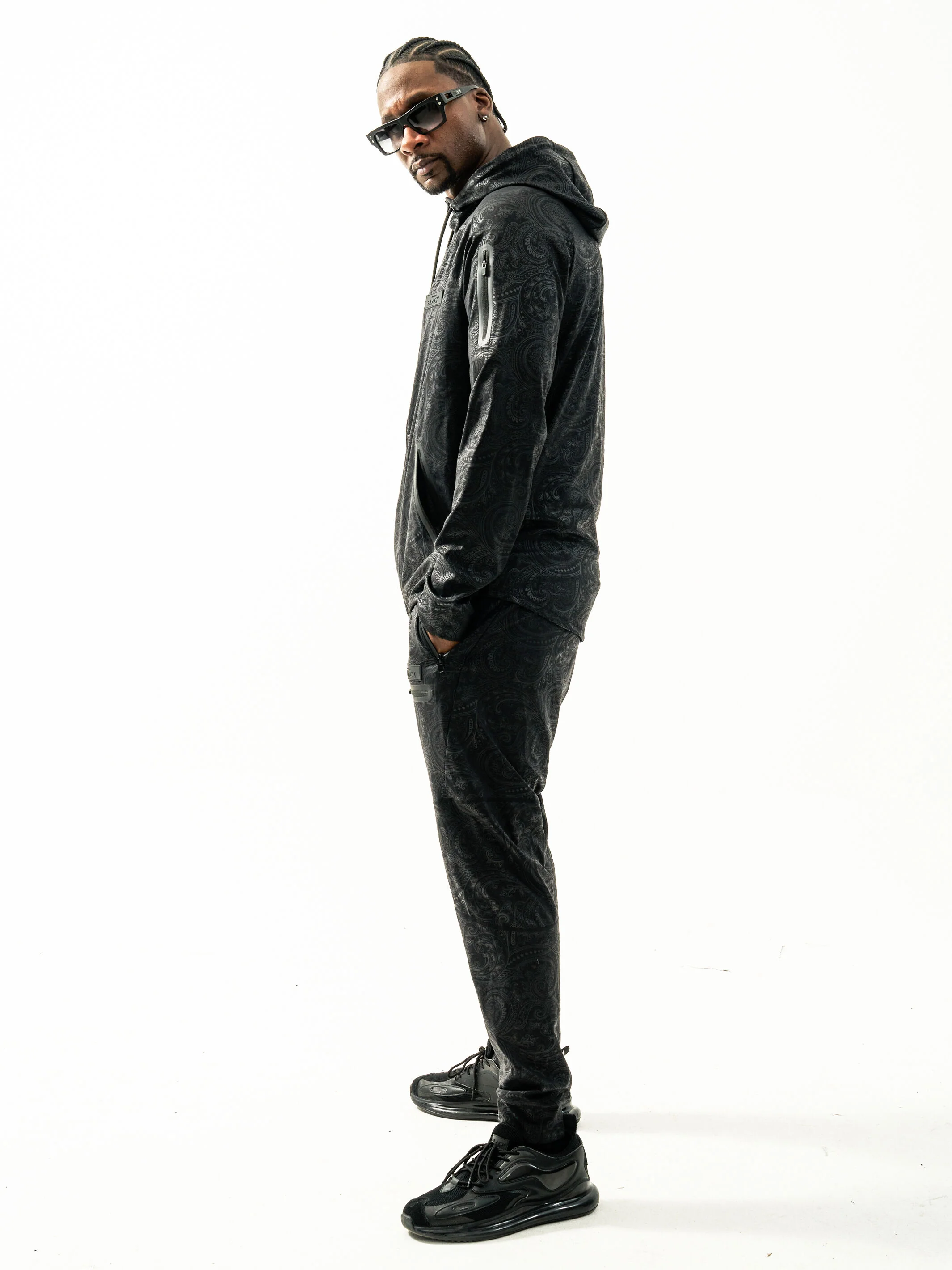 Men's Black Paisley Performance Joggers - Image 4