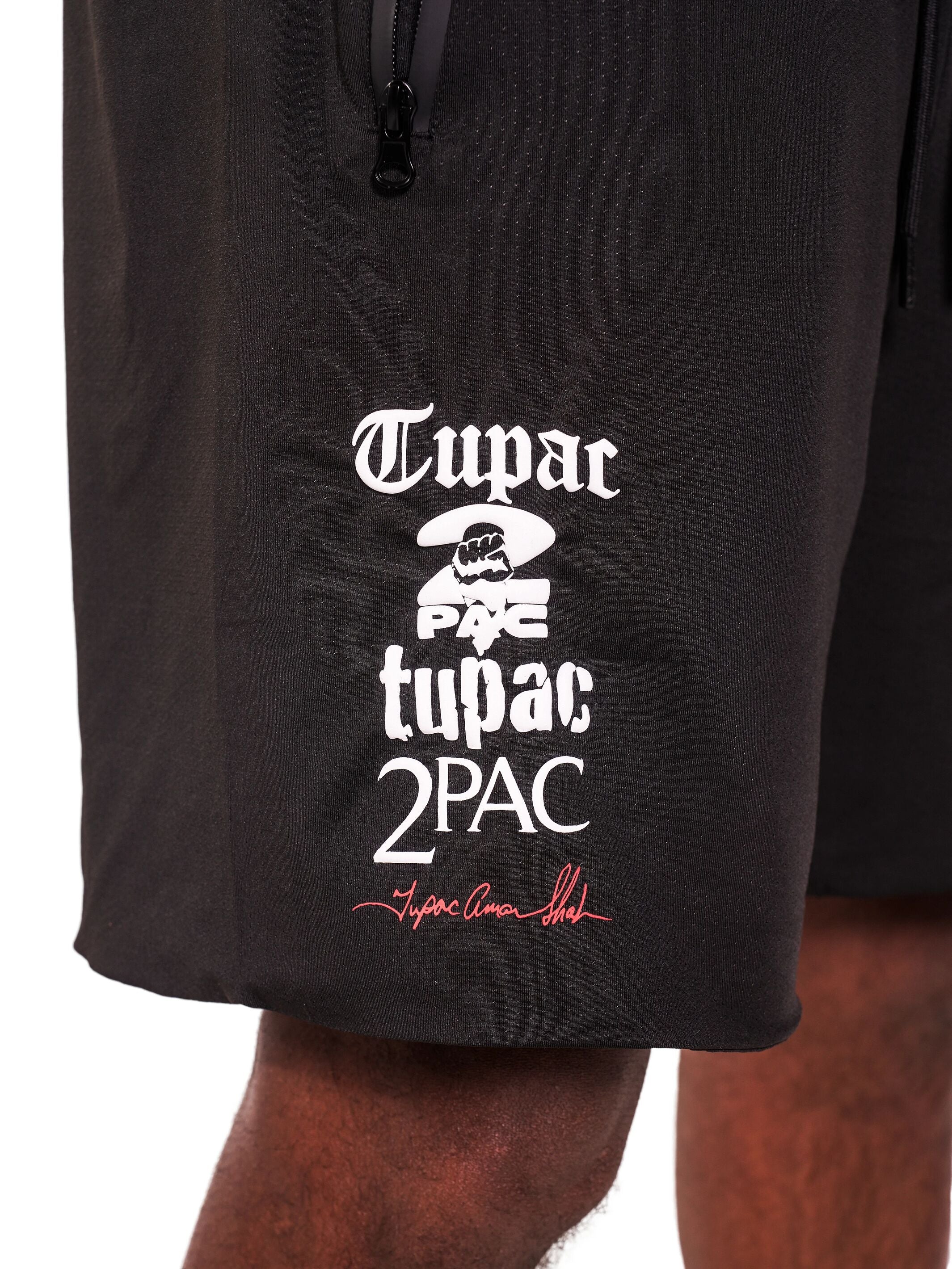 Men's Tupac x Actively Black Logo Shorts - Image 3