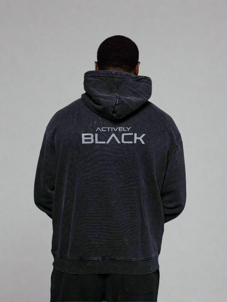 Unisex Actively Black Vintage Lifestyle Hoodie - Image 4