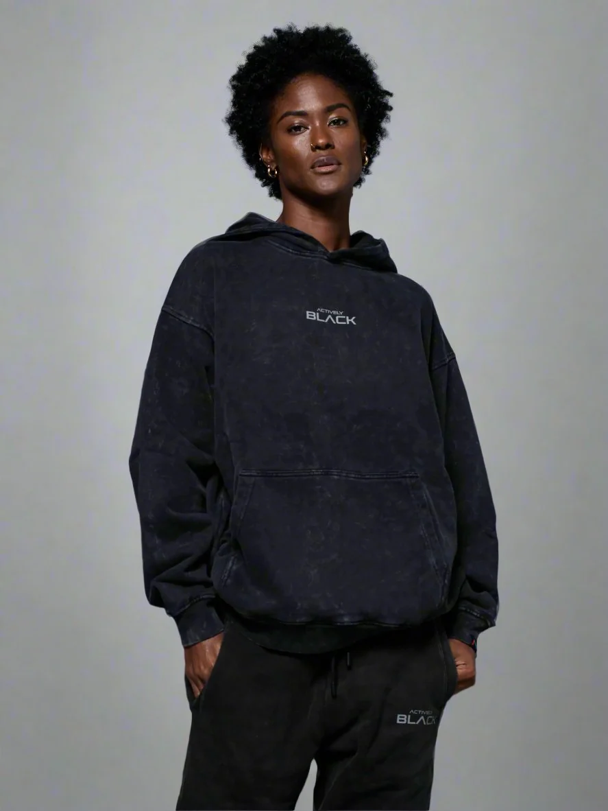 Unisex Actively Black Vintage Lifestyle Hoodie - Image 5