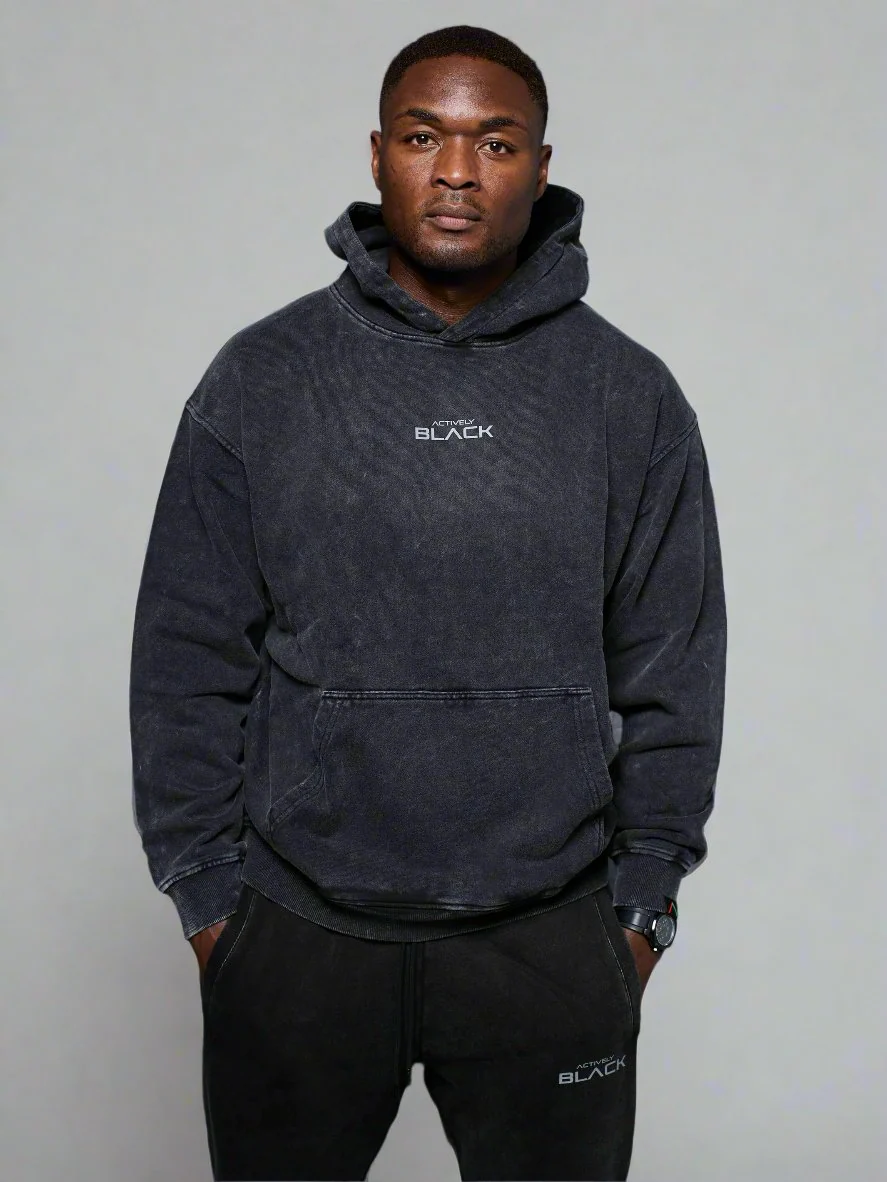 Unisex Actively Black Vintage Lifestyle Hoodie - Image 6
