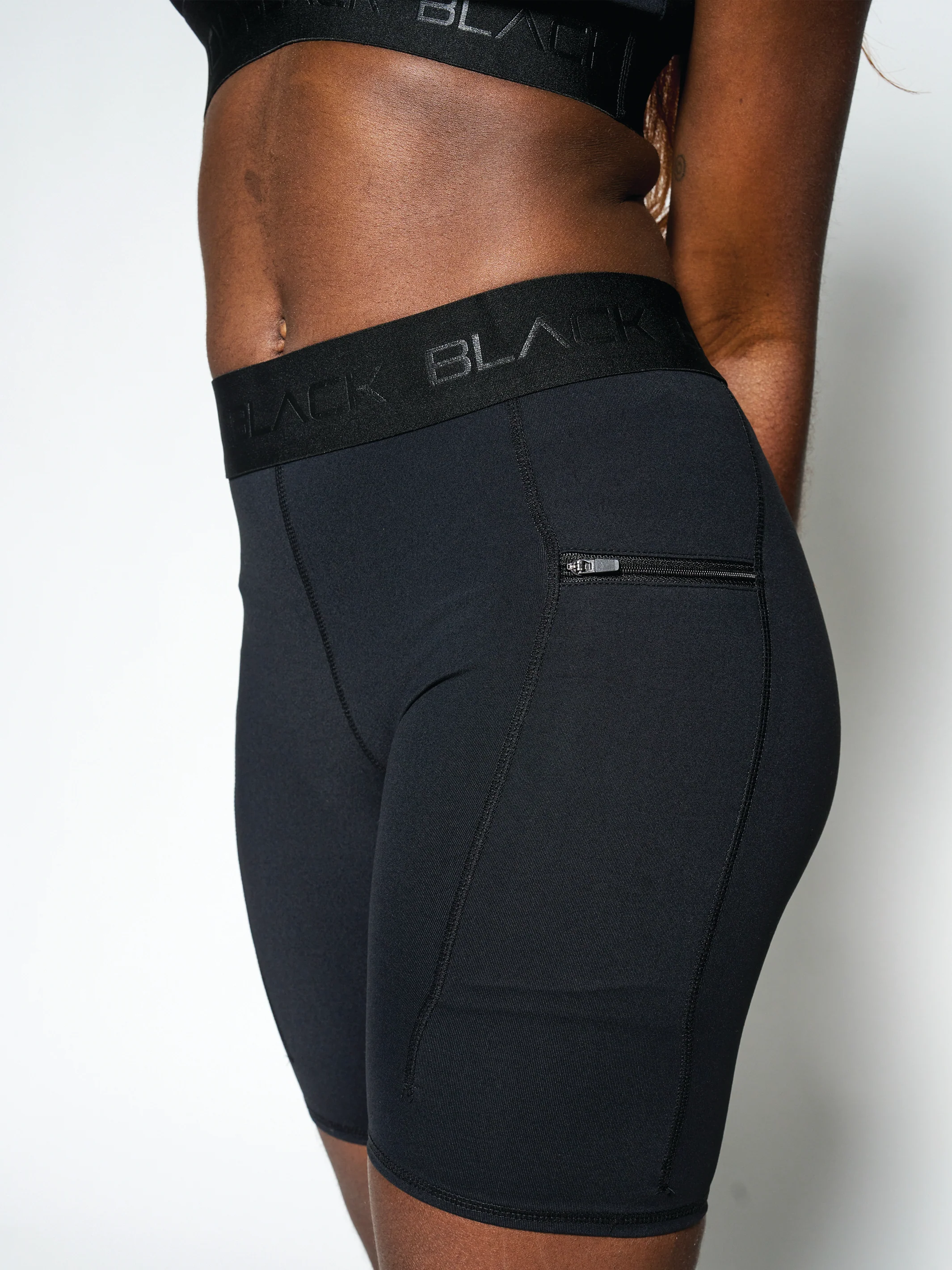 Women's Black Band Biker Shorts - Image 3