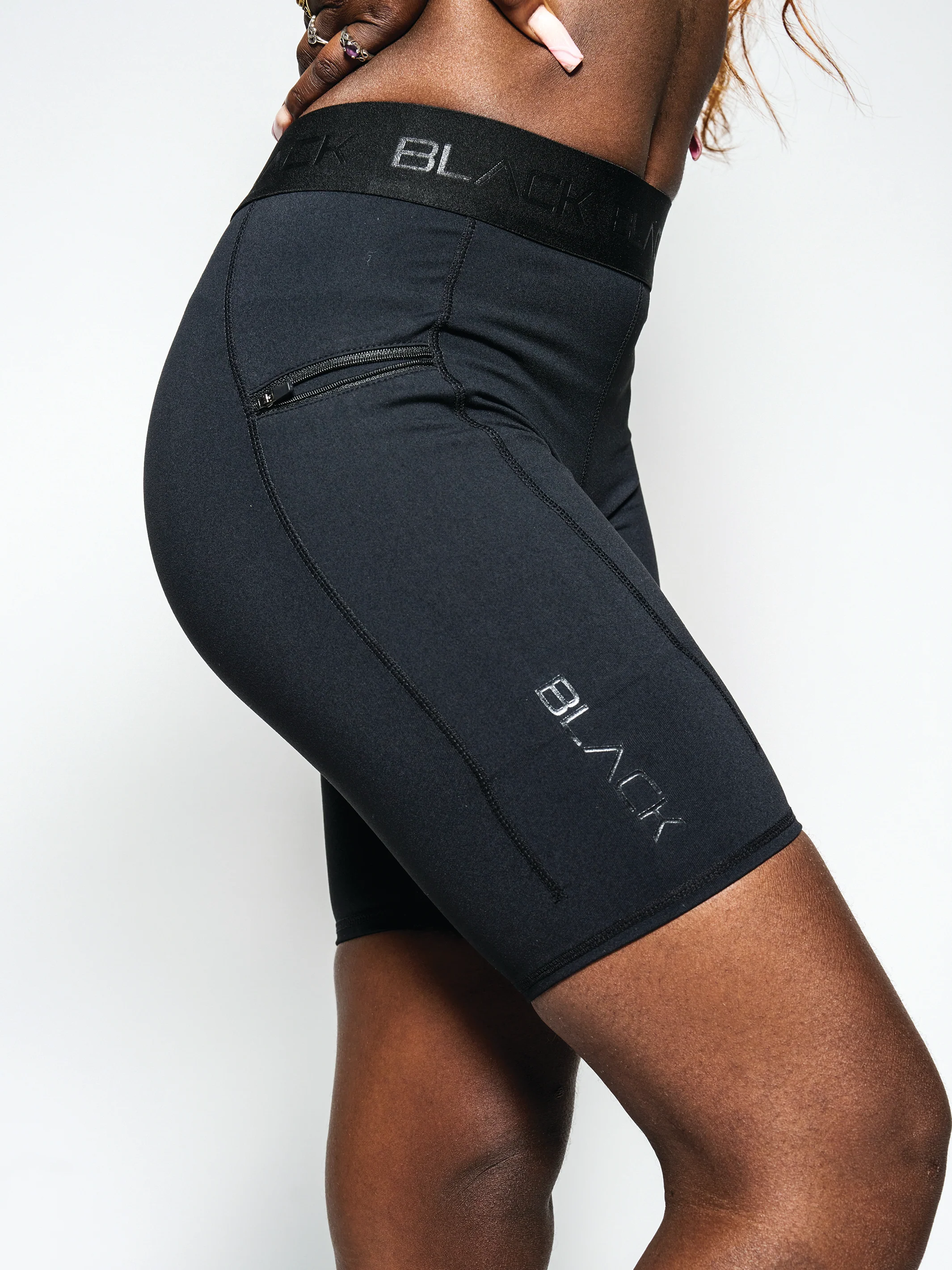 Women's Black Band Biker Shorts - Image 4