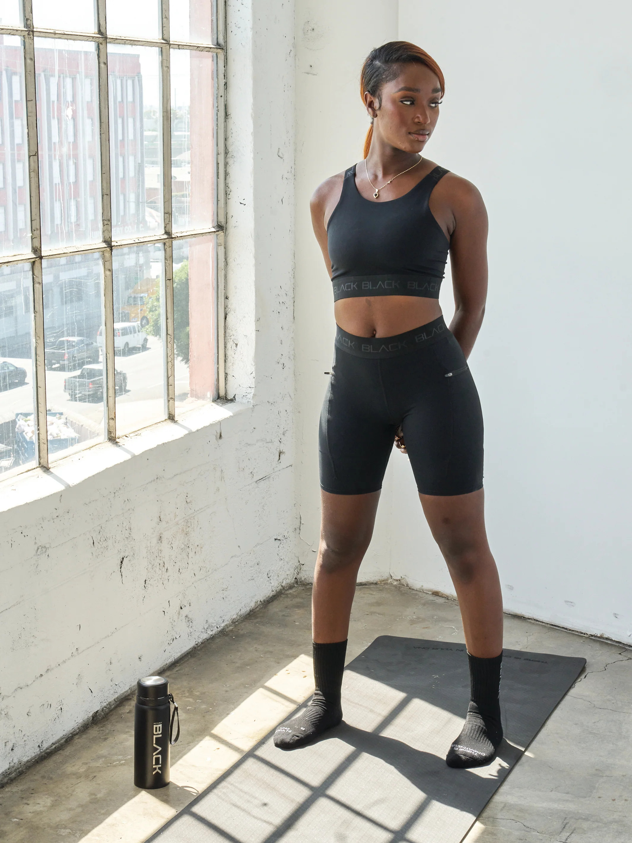 Women's Black Band Biker Shorts - Image 6