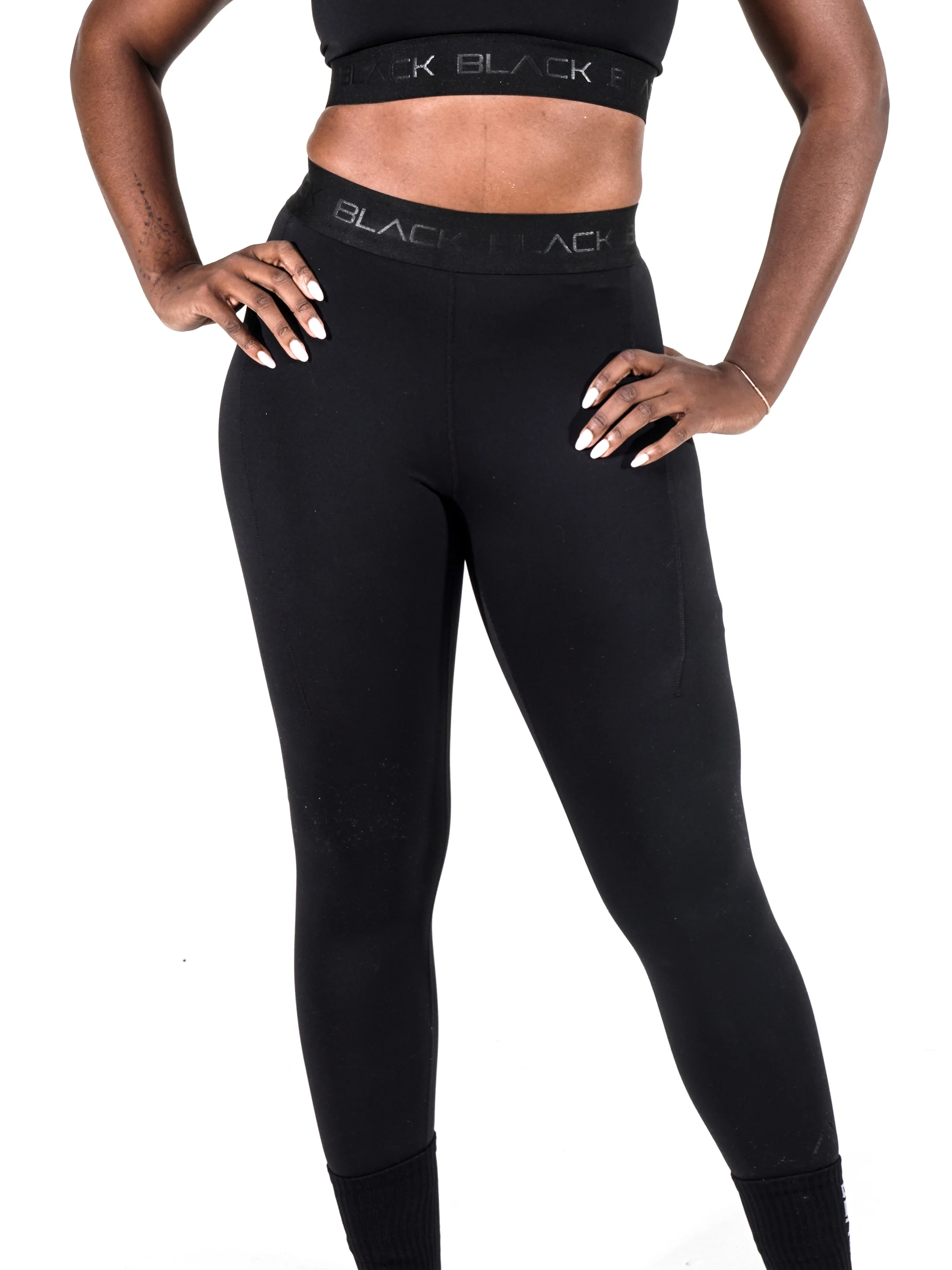 Women's Black Band Tights - Image 6