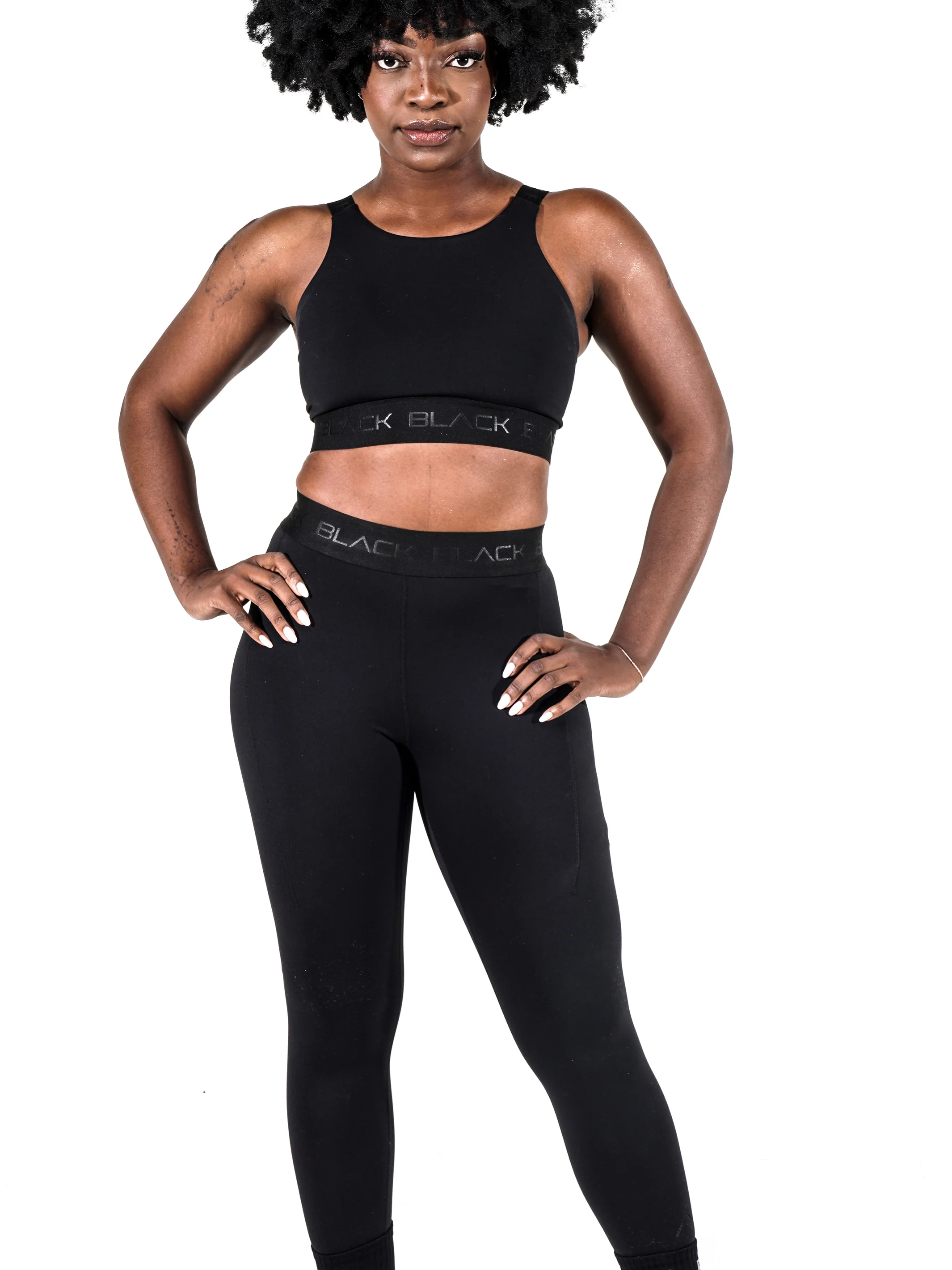 Women's Black Band Tights - Image 8