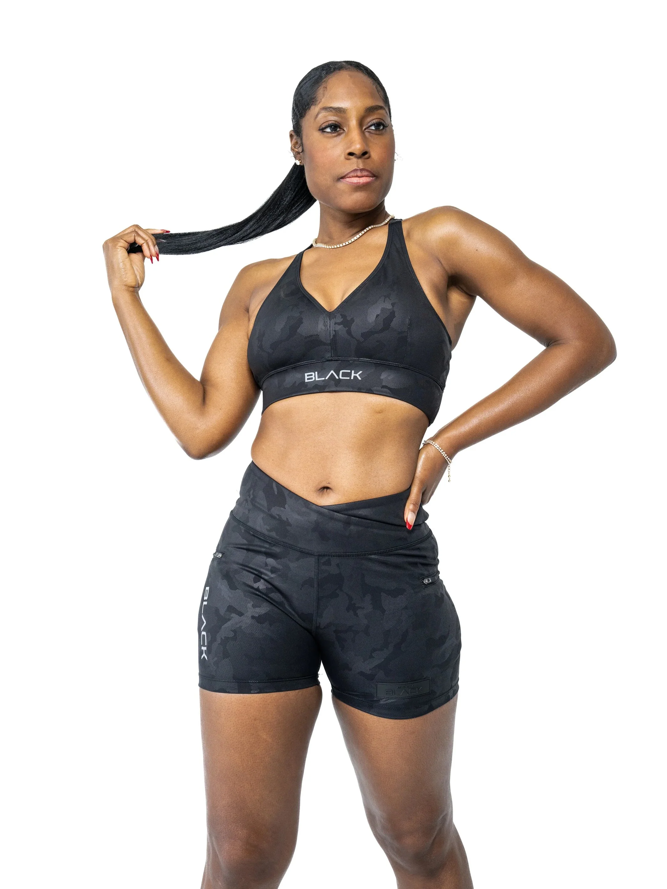 Women's Black Camo 2.0 Biker Shorts - Image 3