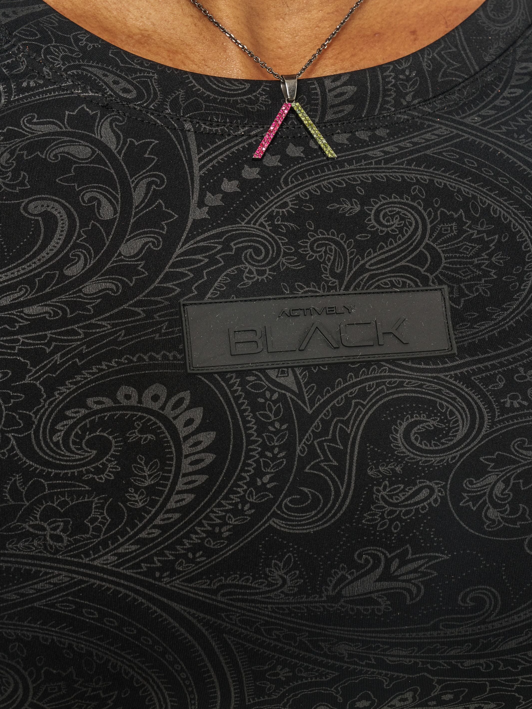 Women's Black Paisley Long Sleeve Crop Shirt - Image 8