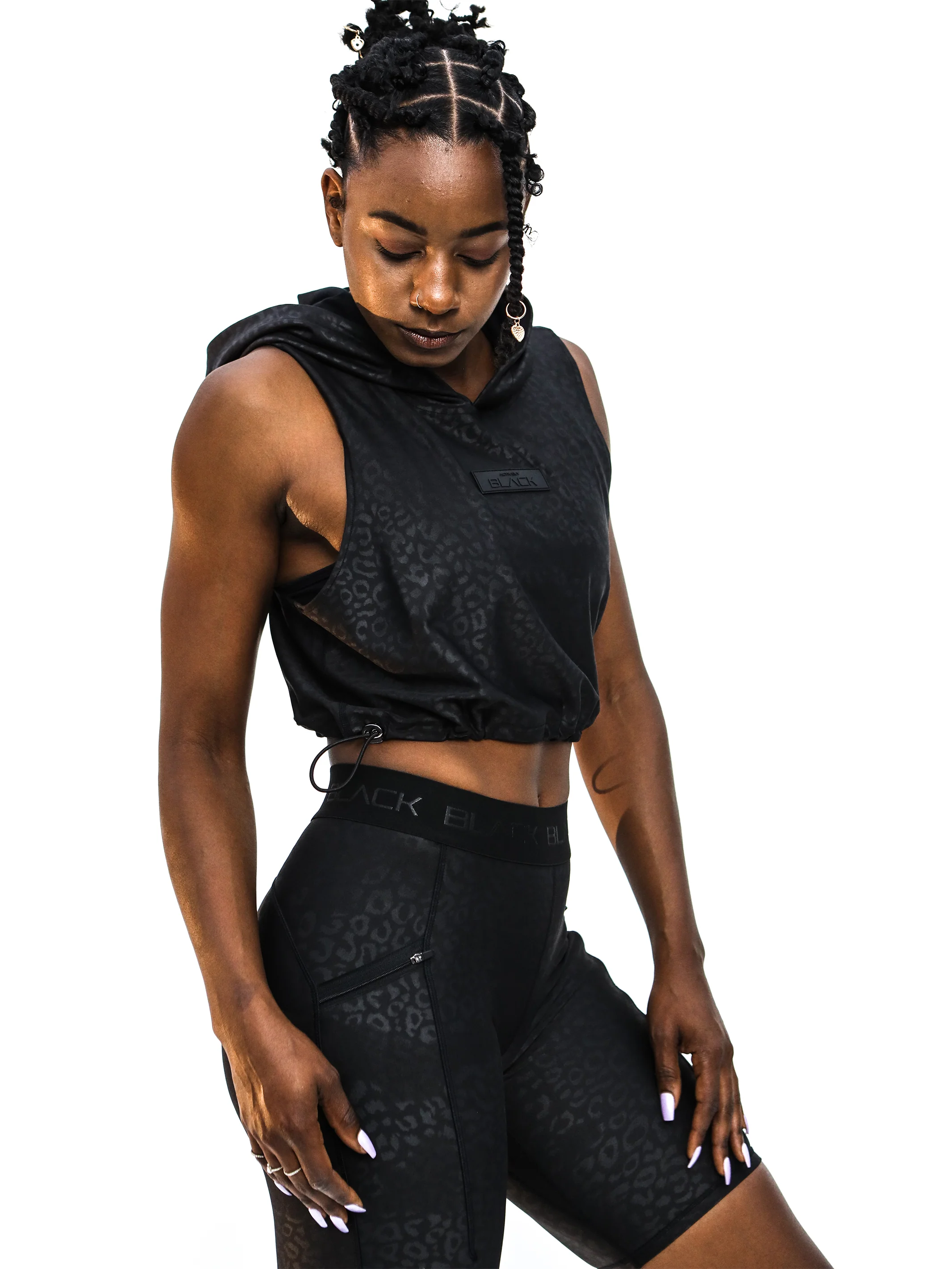 Women's Black Leopard Biker Shorts - Image 3