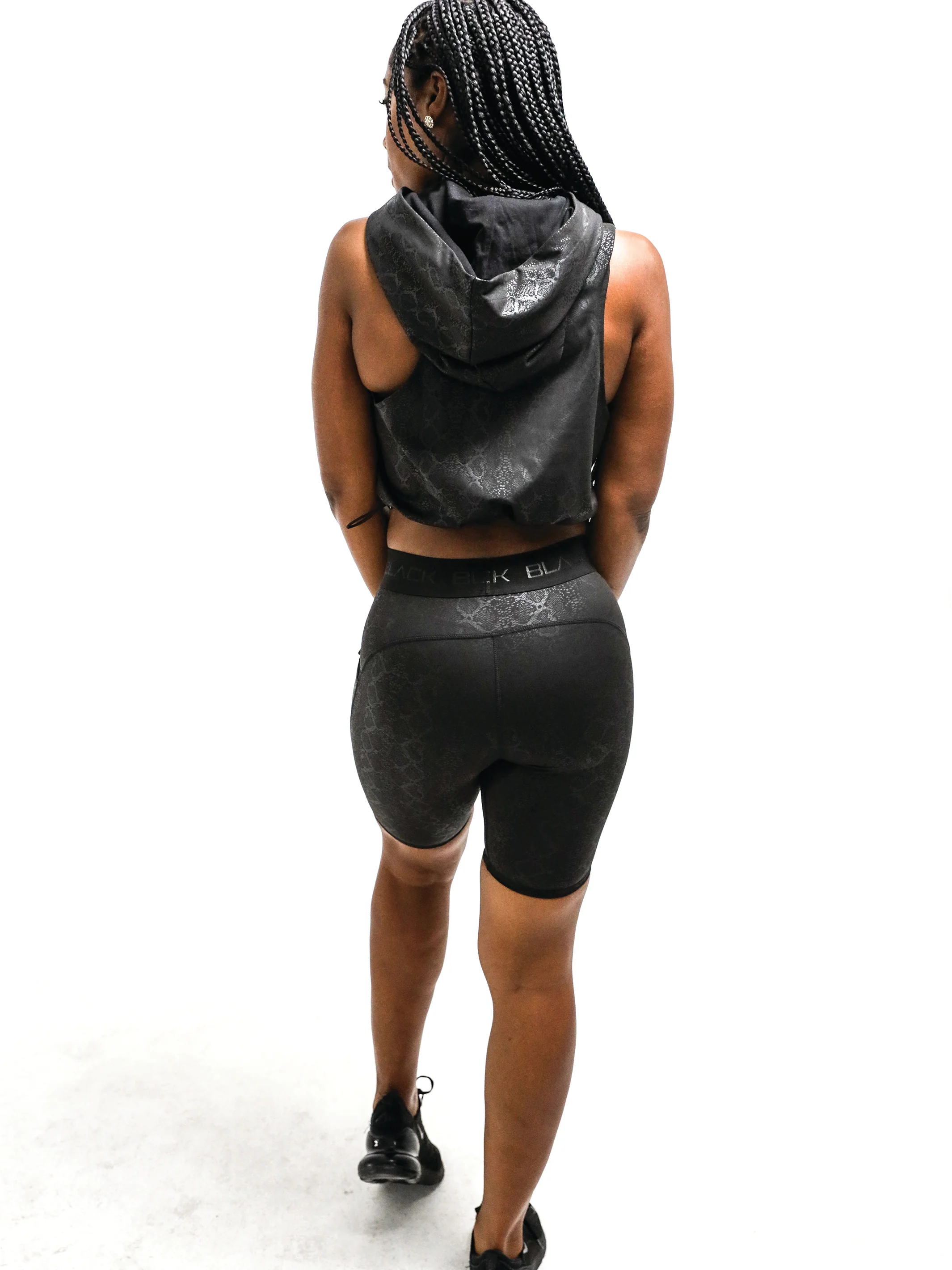 Women's Black Python Biker Shorts - Image 3