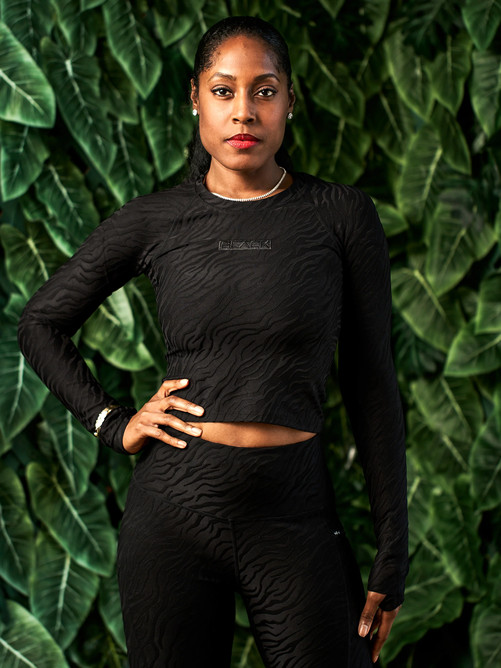 Women's Black Zebra Luxe Longsleeve Crop Shirt - Image 4