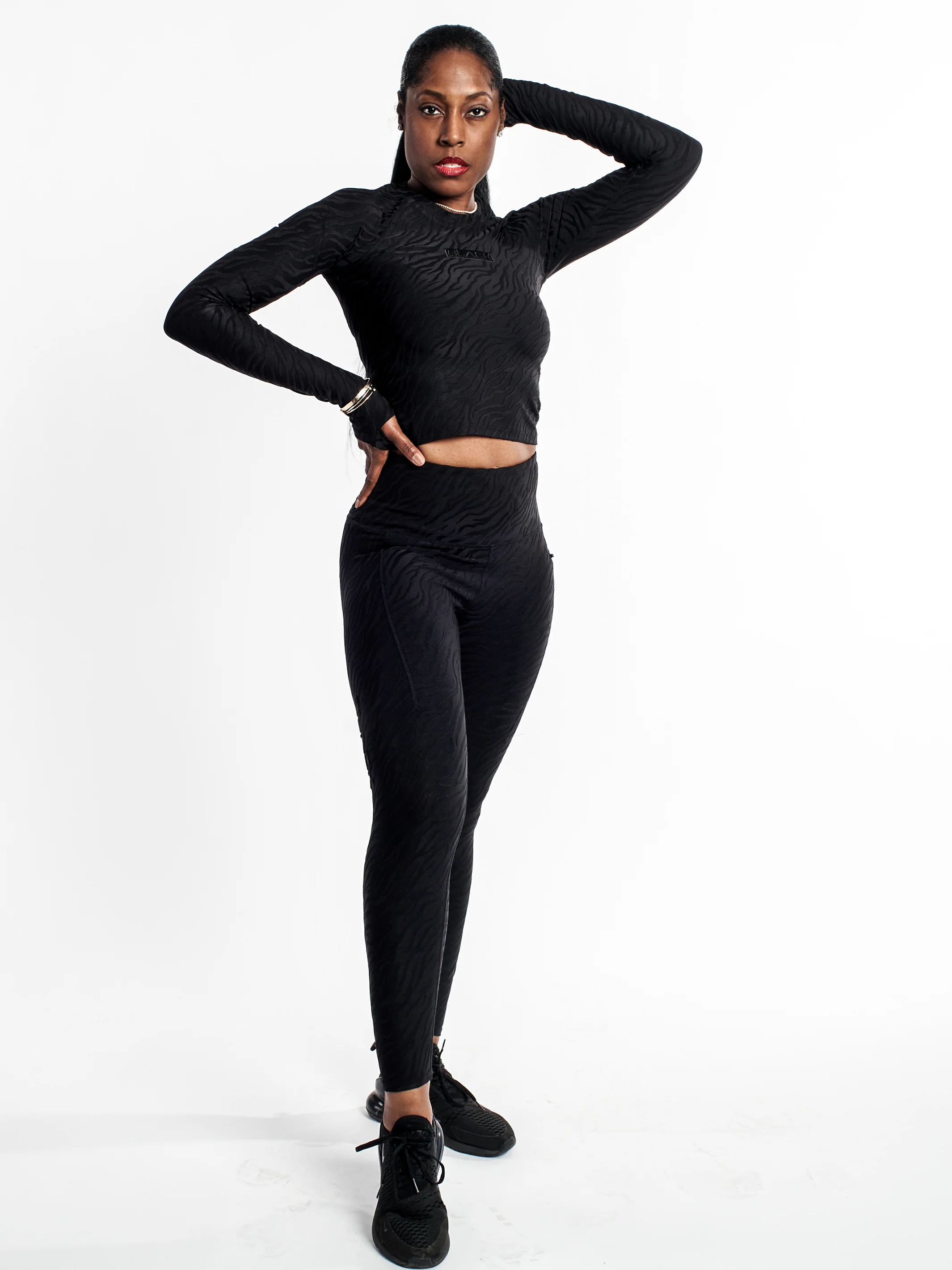 Women's Black Zebra Luxe Longsleeve Crop Shirt - Image 7