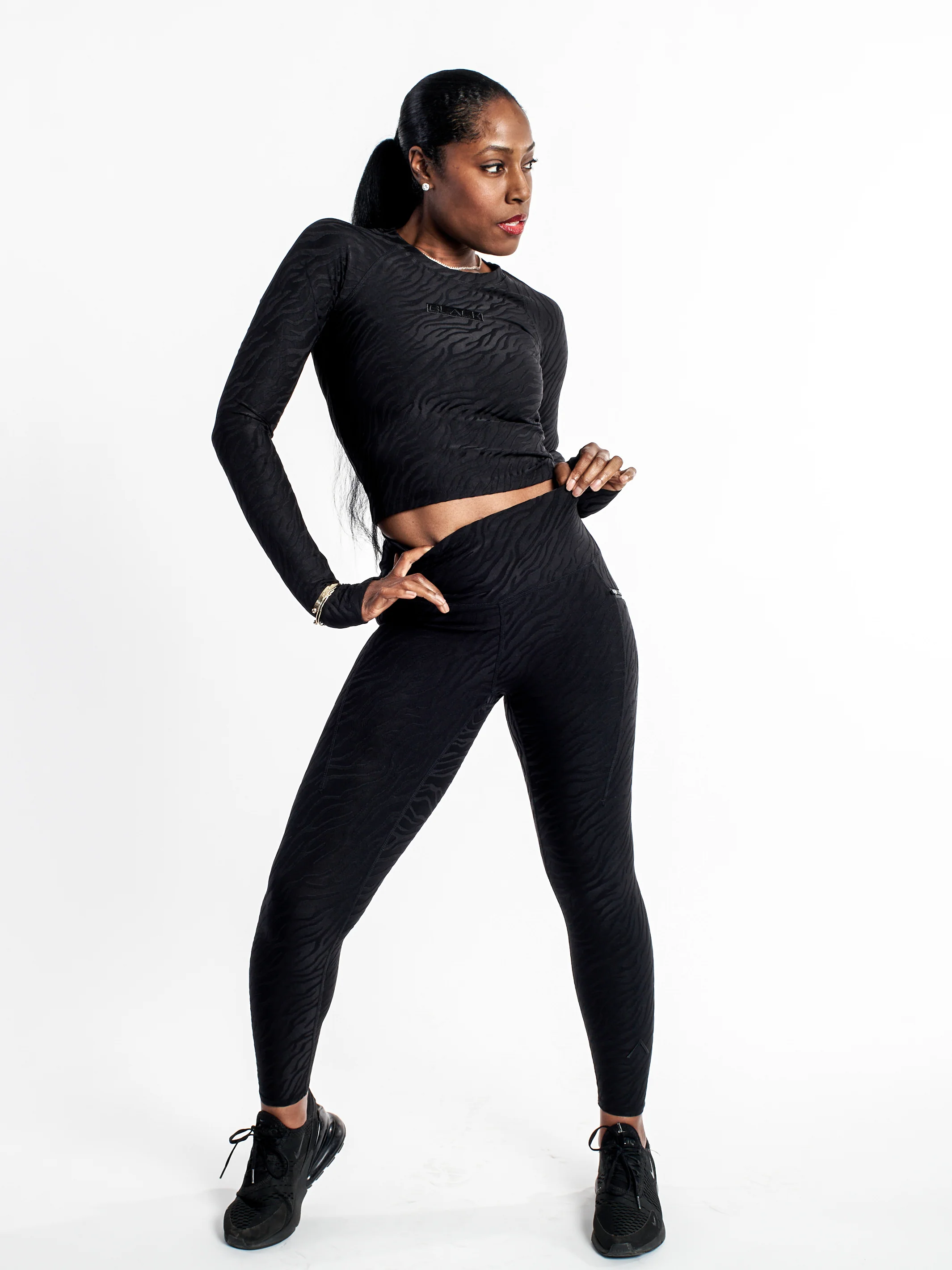 Women's Black Zebra Luxe Tights - Image 6