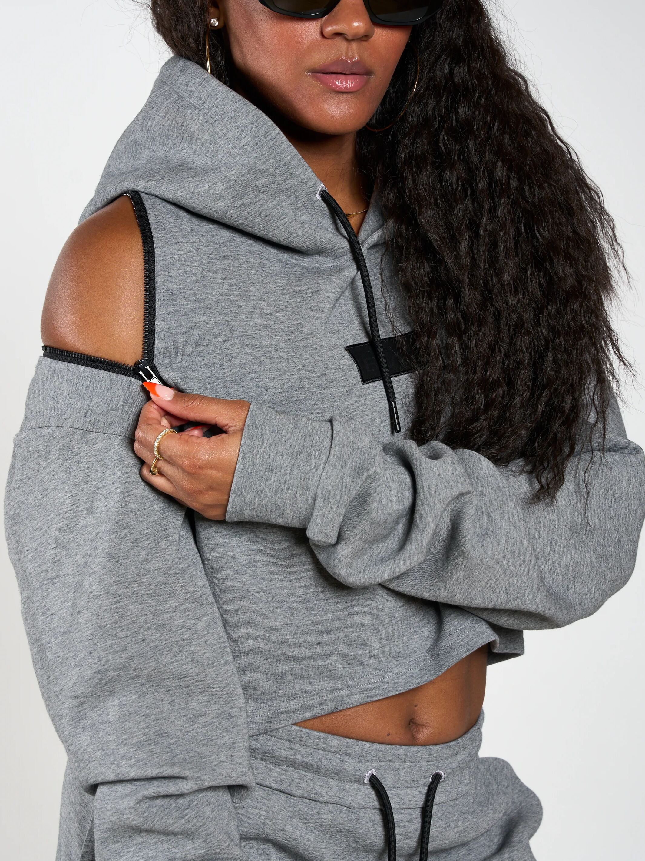 Women's Embossed Patch Crop Hoodie - Image 12