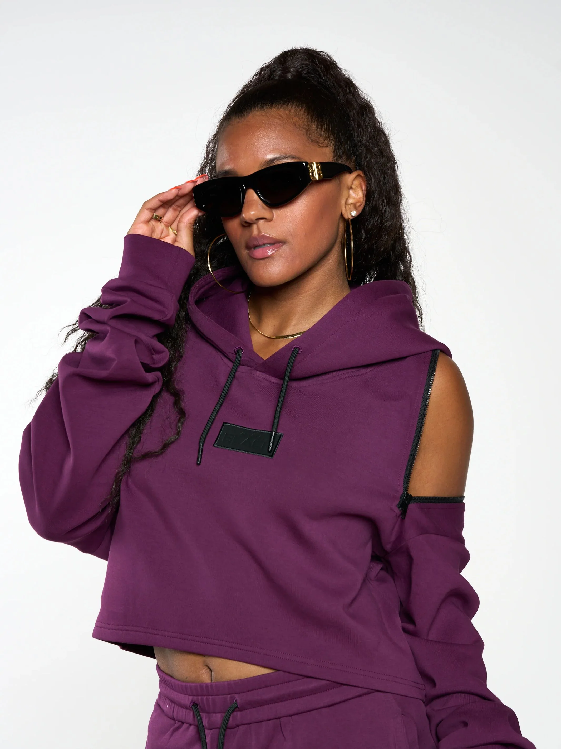 Women's Embossed Patch Crop Hoodie - Image 3