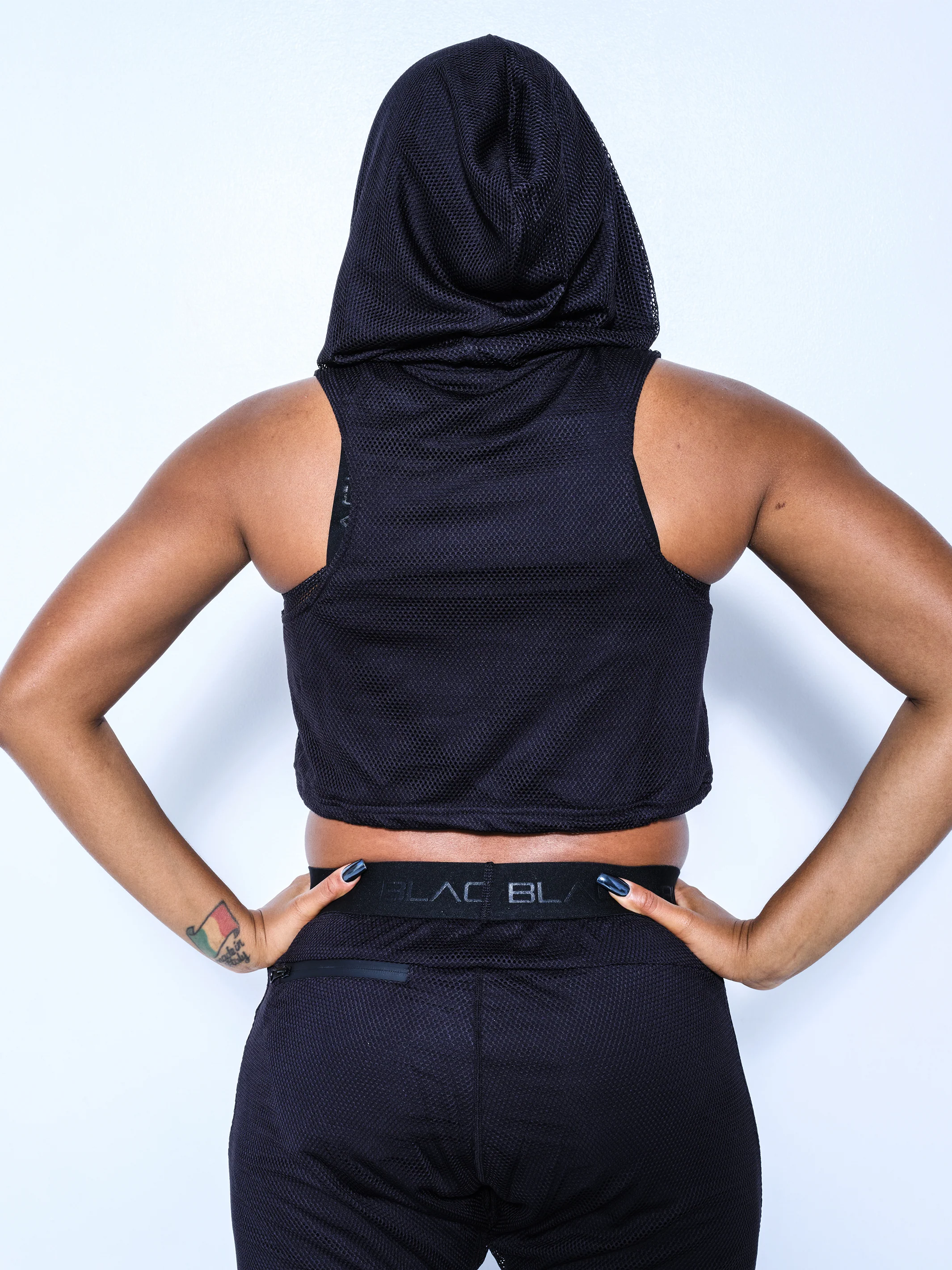 Women's Mesh Sleeveless Crop Hoodie - Image 5